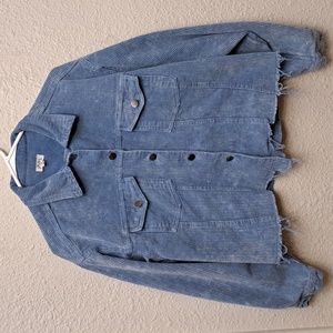 POL Womens Sea Blue Basic Vintage Corduroy Cropped Raw Hem Distressed Size: M